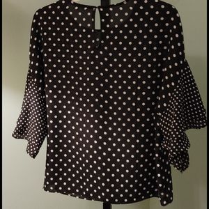 Black White Polka Dot Blouse